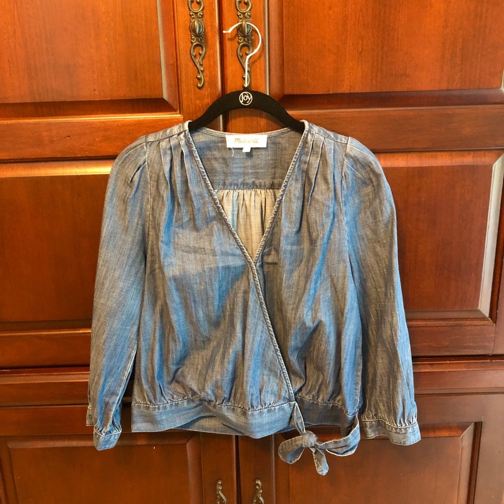 Madewell Denim Quarter-Sleeve Top